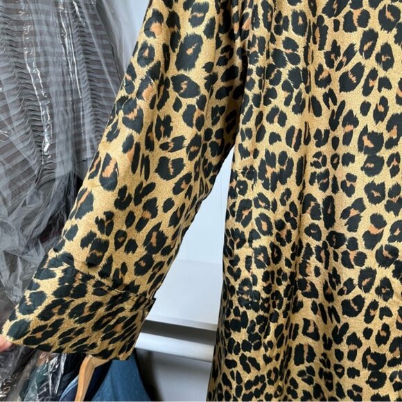 Vintage Dennis Basso Leopard Animal Print Silk Blend Swing Coat Size 3XL - Picture 11 of 16
